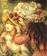 Pierre Renoir Girls Putting Flowers in their Hats oil painting reproduction